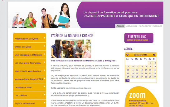 Voir le site du lycée de la Nouvelle Chance