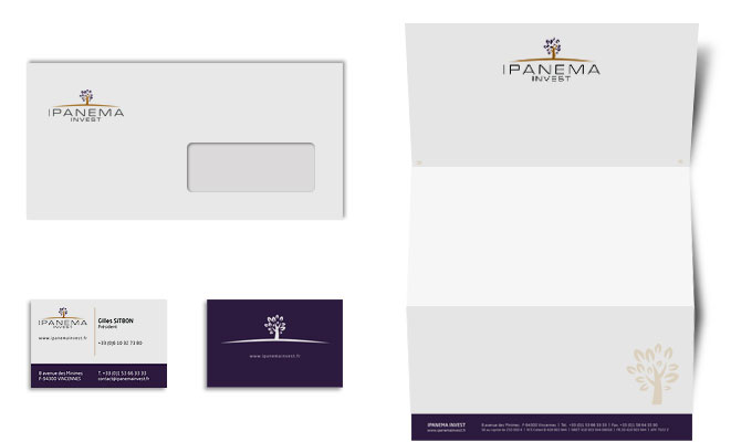 Carte de visite, papier entête, enveloppe