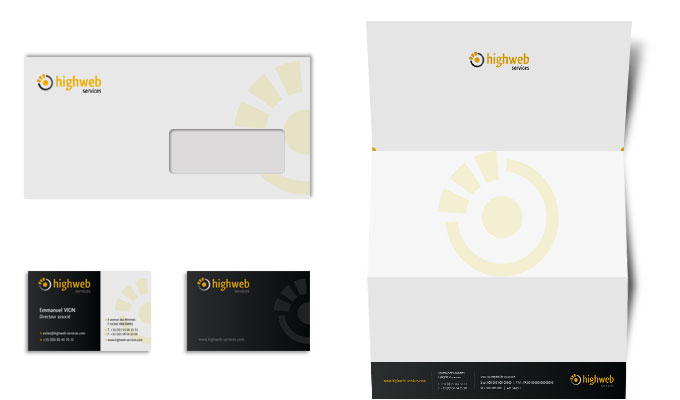 Carte de visite, papier entête, enveloppe